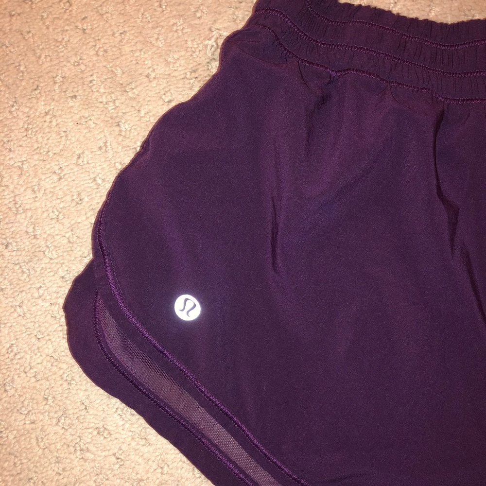 Lululemon dark grape lined running shorts